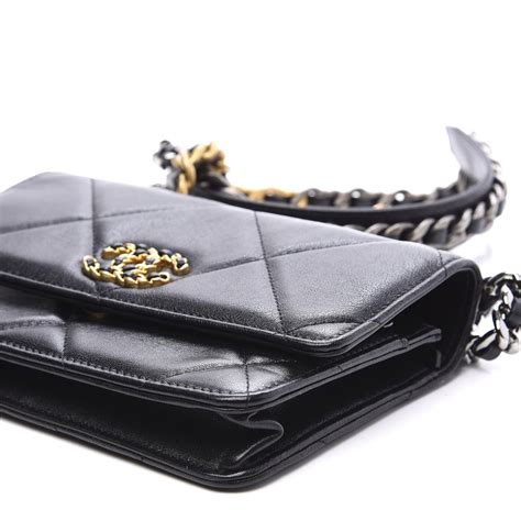 CHANEL Lambskin Quilted Wallet On Chain WOC So Black.